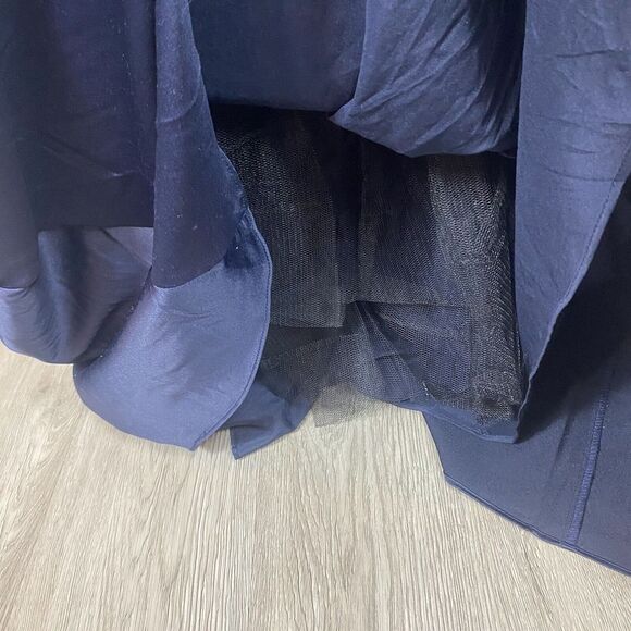 La Femme Size 12 Off the Shoulder Beaded Satin Trumpet Gown 25996 Blue Elegant - Picture 16 of 16